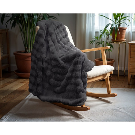 Pom kaninpels plaid Taupe/Rose 150 x 200 cm