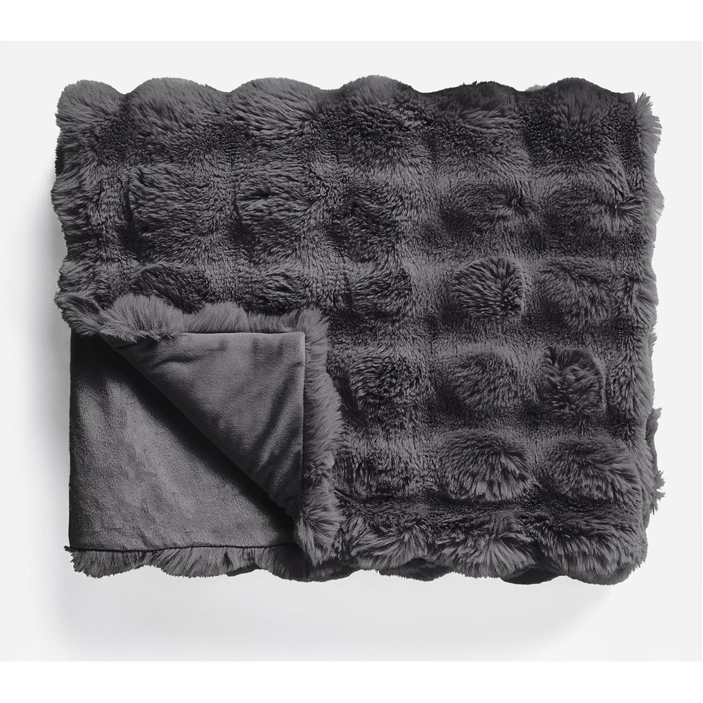 Pom kaninpels plaid Taupe/Rose 150 x 200 cm