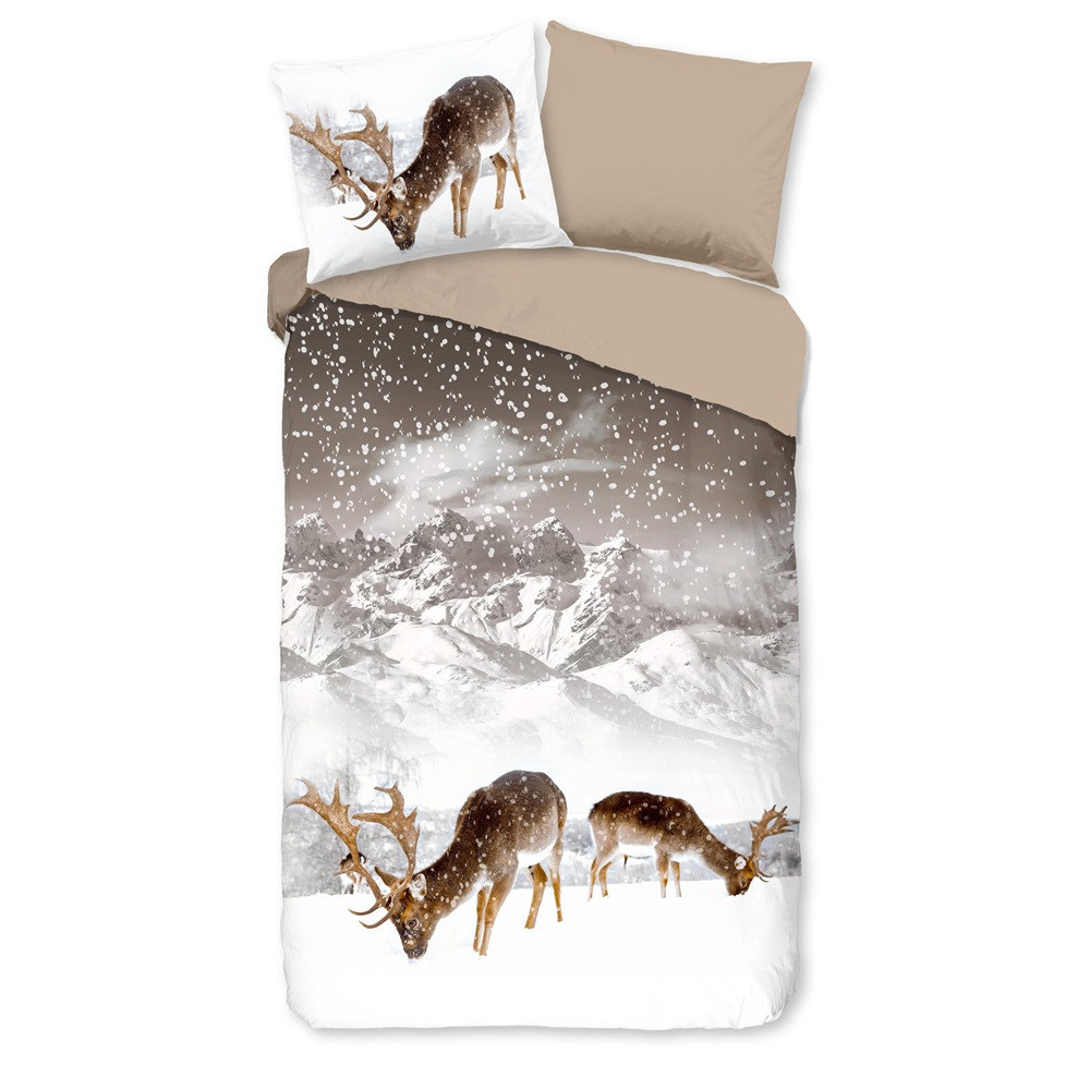 Flonel sengesæt Winter Deers – 100% bomuld fra Sleeptime.dk