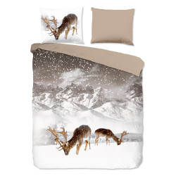 Flonel sengesæt Winter Deers – 100% bomuld fra Sleeptime.dk