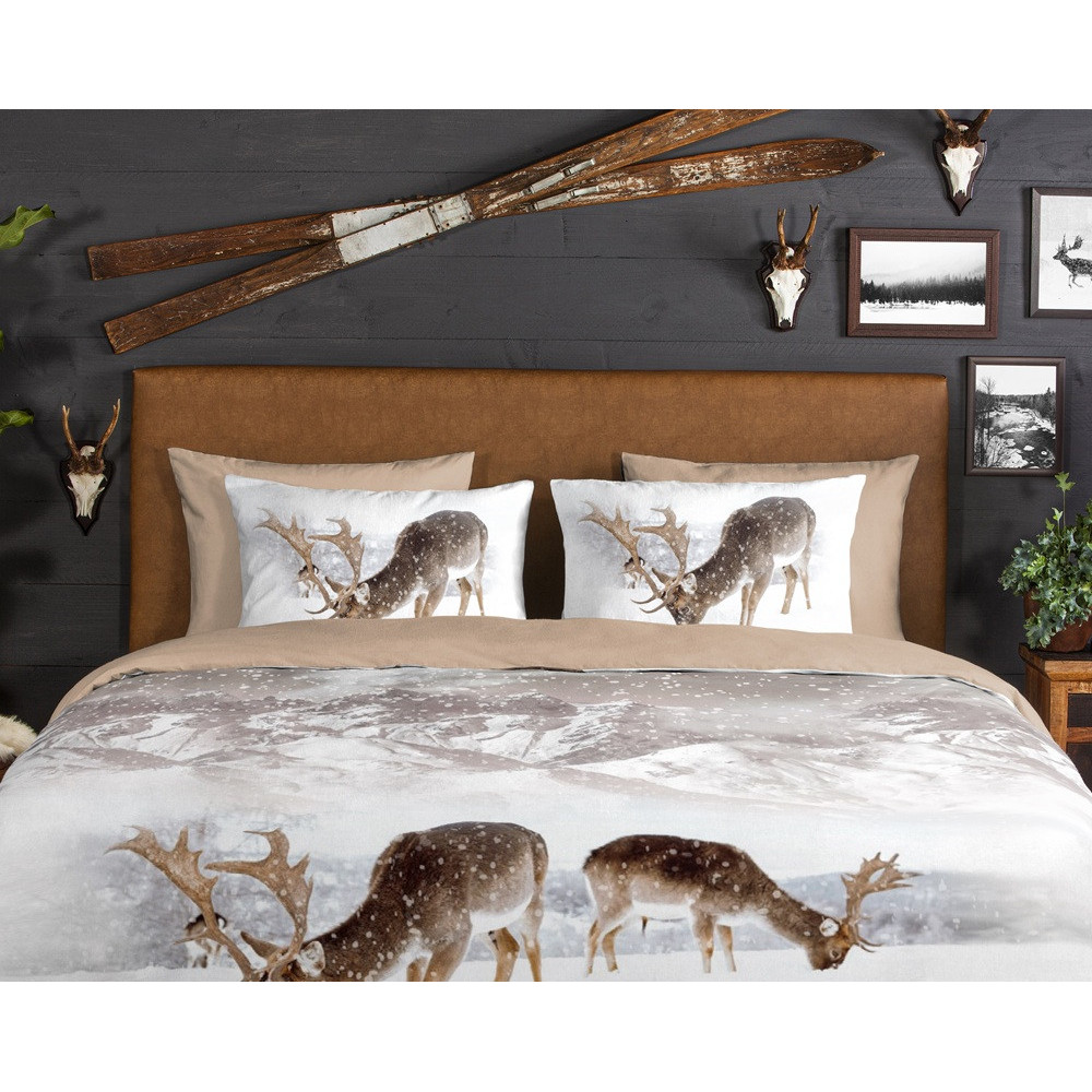 Flonel sengesæt Winter Deers – 100% bomuld fra Sleeptime.dk