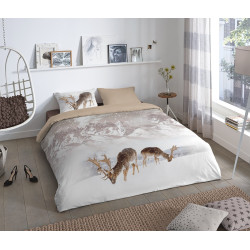 Flonel sengesæt Winter Deers – 100% bomuld fra Sleeptime.dk