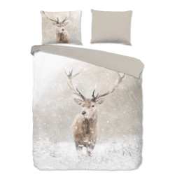 Flonel sengesæt Snowydeer med hjorte 100% bomuld fra Sleeptime.dk