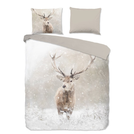 Flonel sengesæt Snowydeer med hjorte 100% bomuld fra Sleeptime.dk