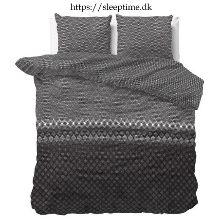 Flonel sengesæt Cheng Anthracite fra Sleeptime.dk