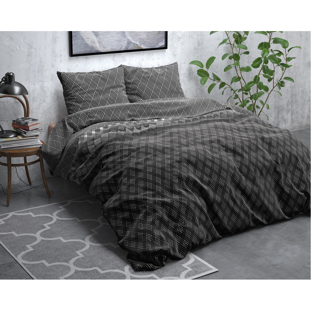 Flonel sengesæt Cheng Anthracite fra Sleeptime.dk