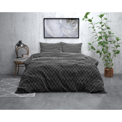 Flonel sengesæt Cheng Anthracite fra Sleeptime.dk