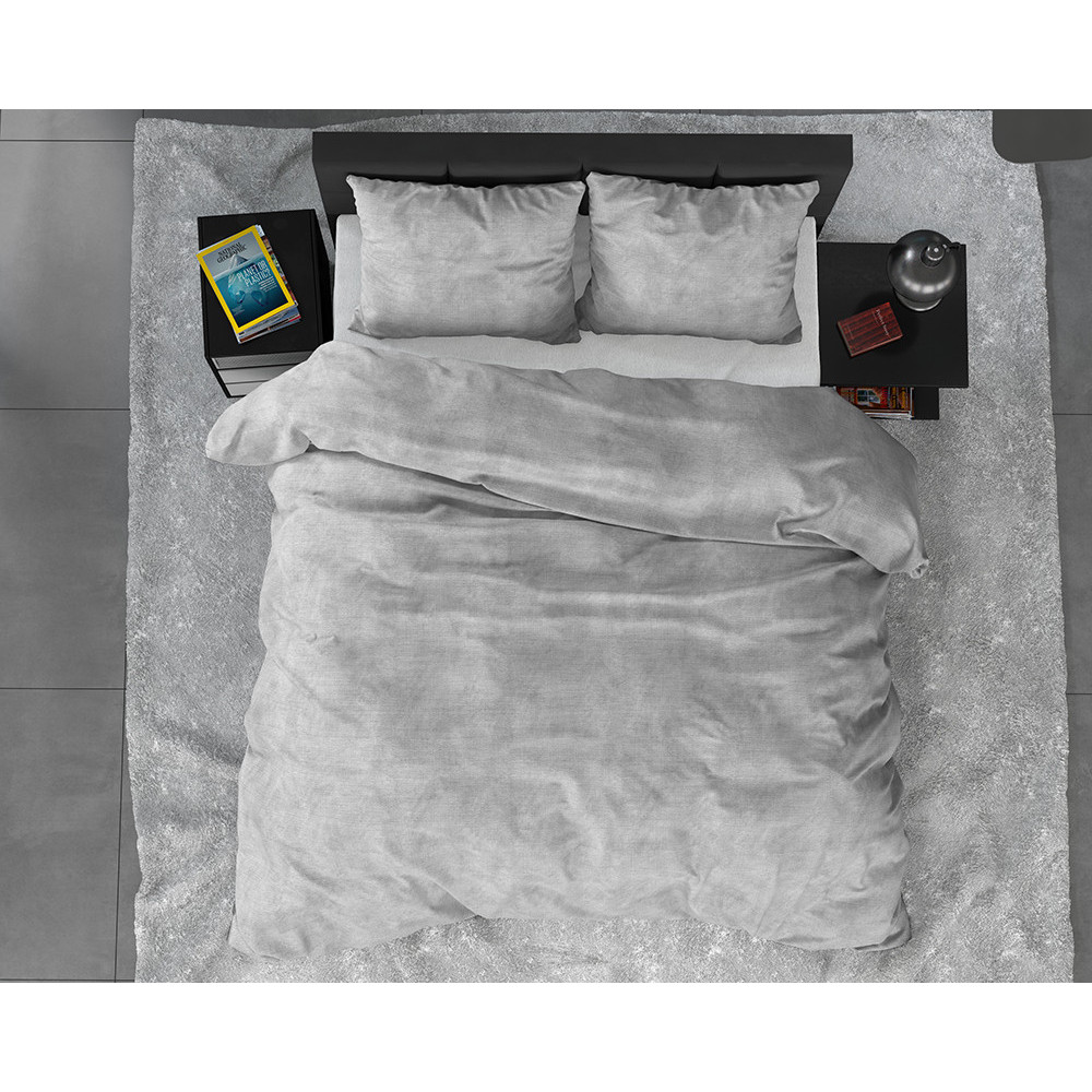 Flonel sengesæt Washed Cotton Grey fra Sleeptime.dk