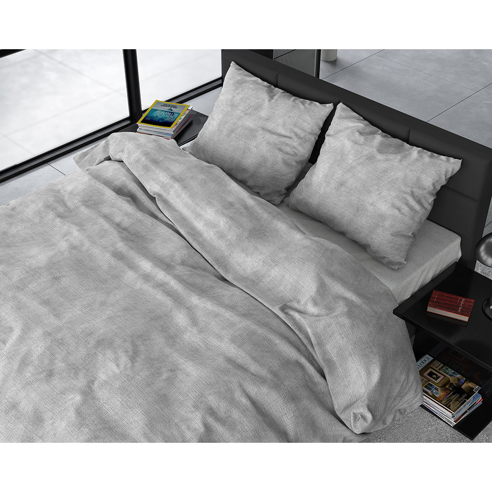 Flonel sengesæt Washed Cotton Grey fra Sleeptime.dk