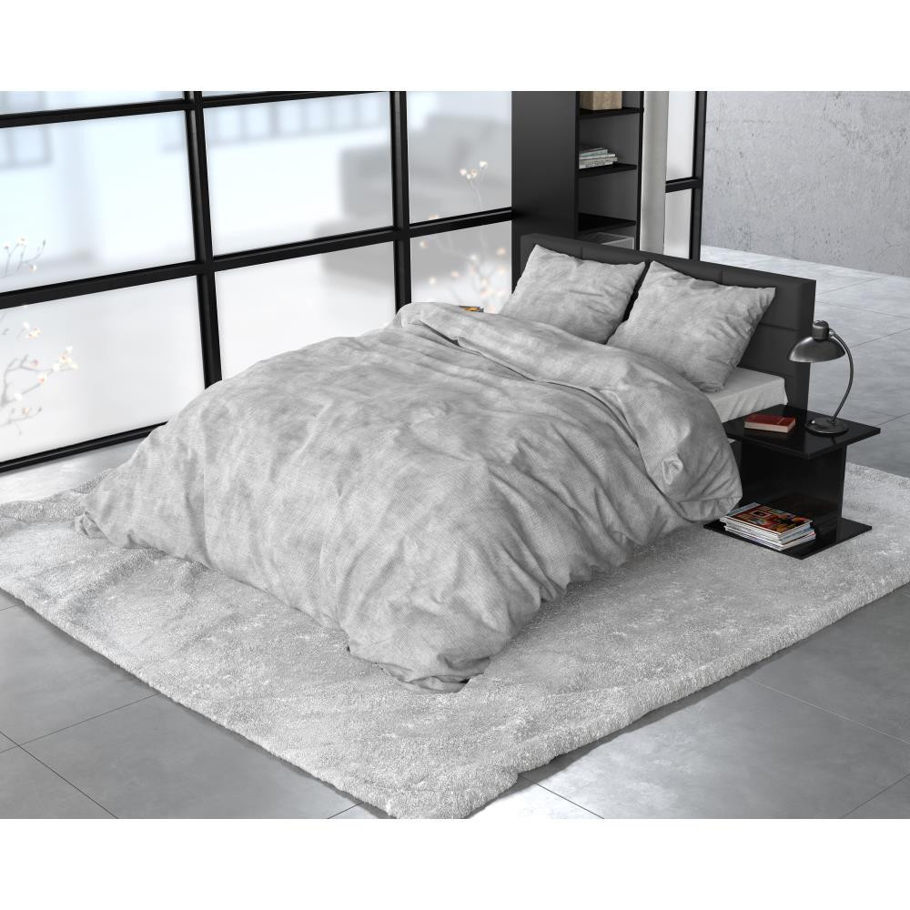 Flonel sengesæt Washed Cotton Grey fra Sleeptime.dk
