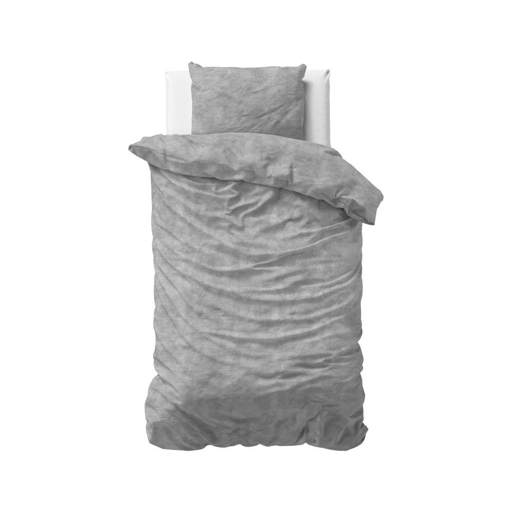 Flonel sengesæt Washed Cotton Grey fra Sleeptime.dk