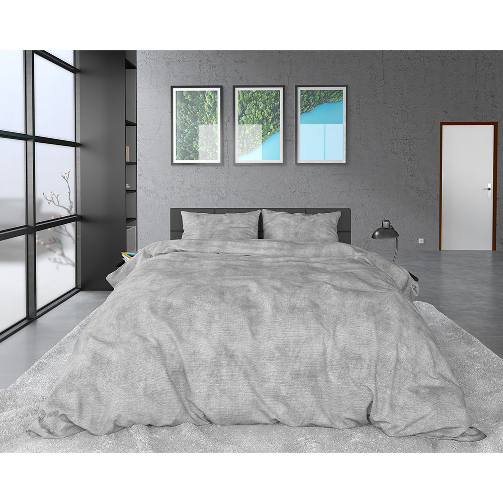 Flonel sengesæt Washed Cotton Grey fra Sleeptime.dk