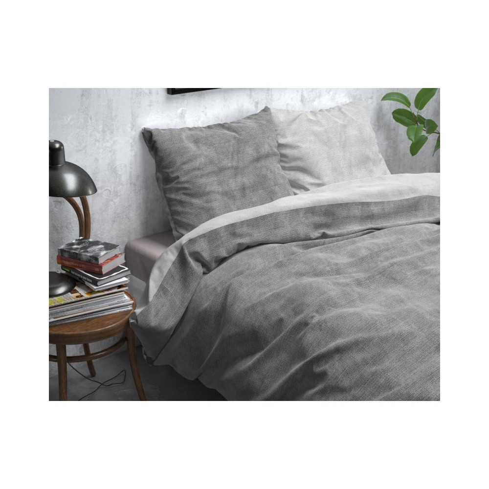 Flonel sengesæt Washed Cotton Grey fra Sleeptime.dk