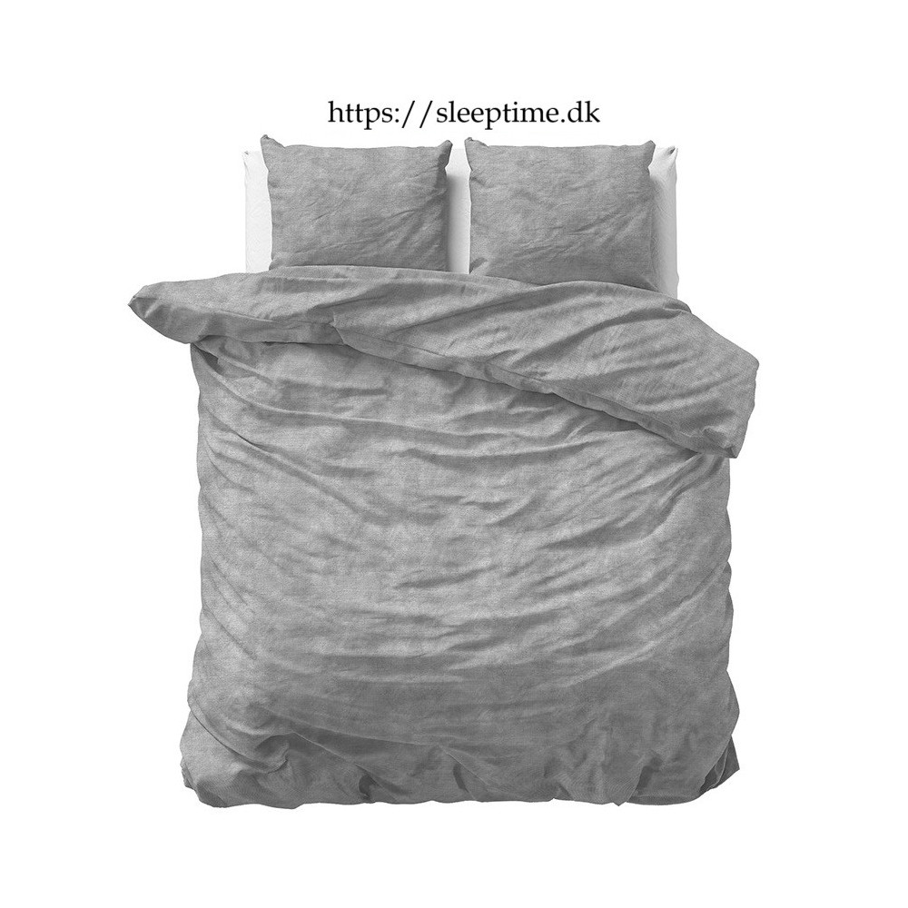Flonel sengesæt Washed Cotton Grey fra Sleeptime.dk