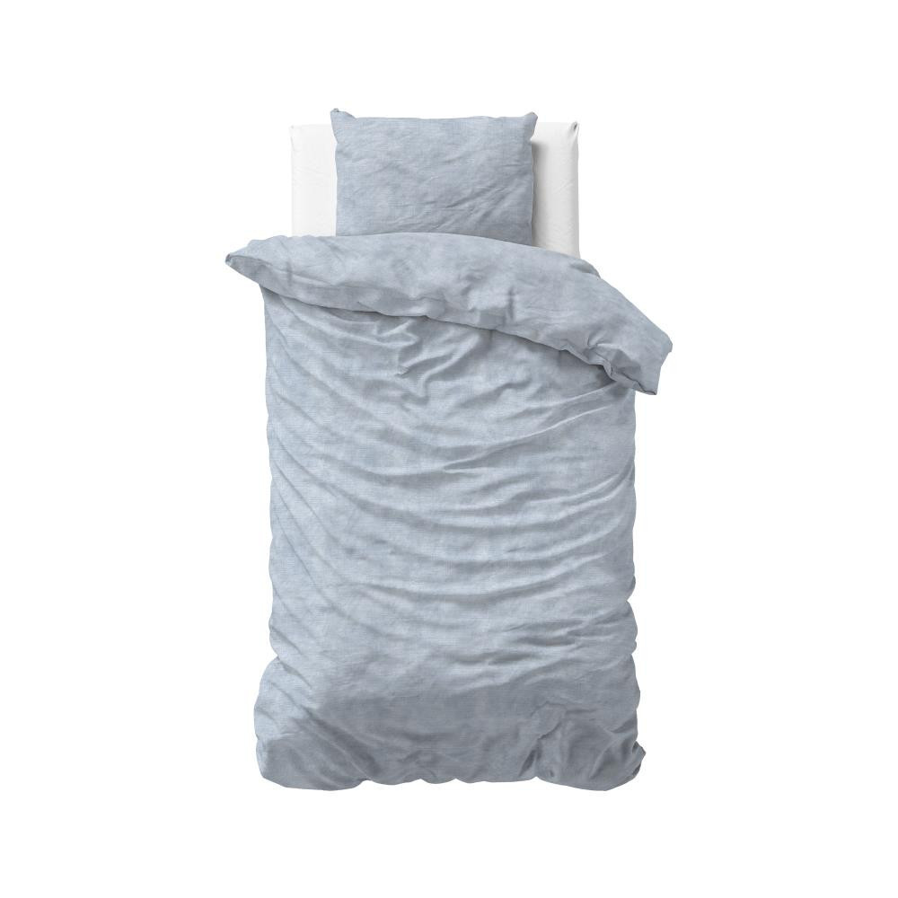 Flonel sengesæt Washed Cotton Blå fra Sleeptime.dk