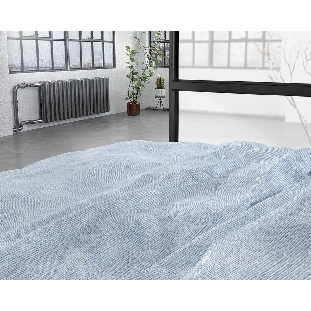Flonel sengesæt Washed Cotton Blå fra Sleeptime.dk