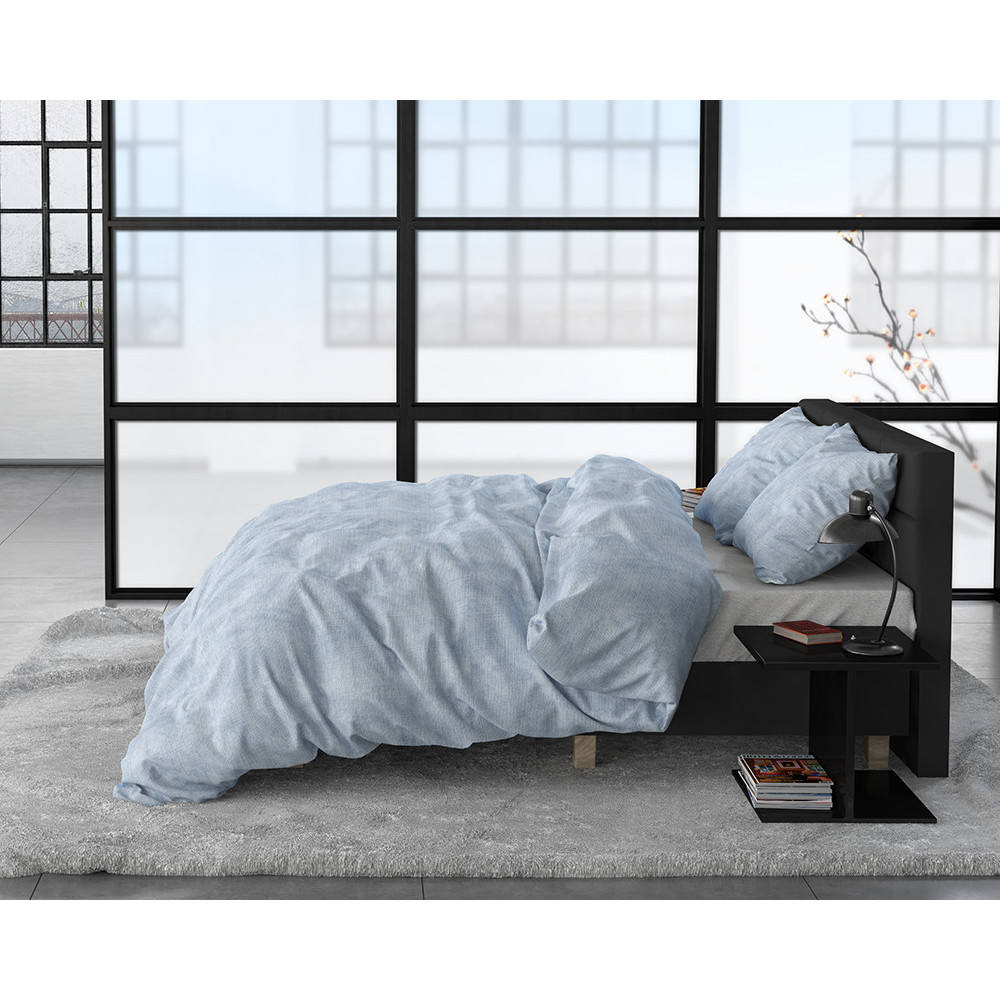 Flonel sengesæt Washed Cotton Blå fra Sleeptime.dk