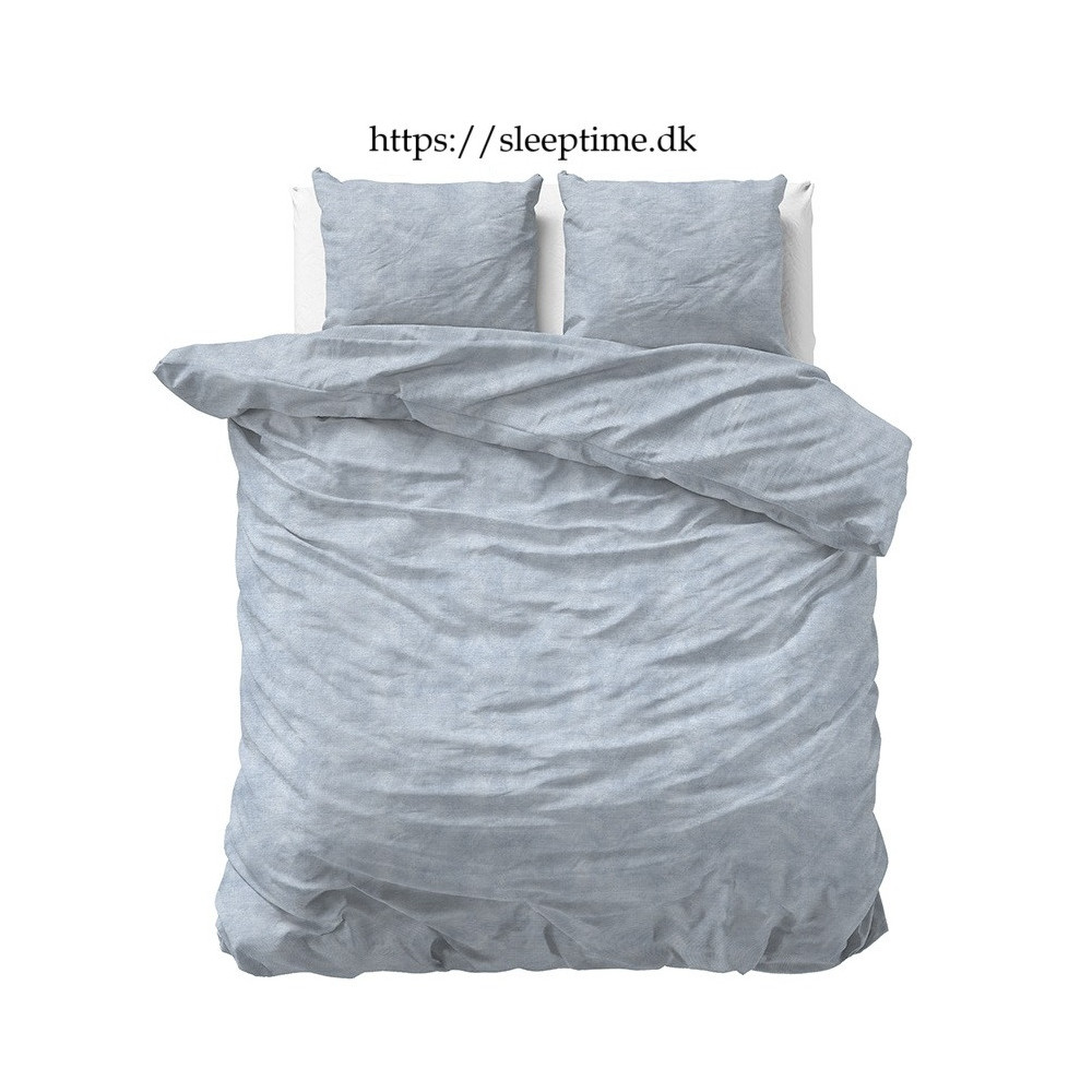 Flonel sengesæt Washed Cotton Blå fra Sleeptime.dk