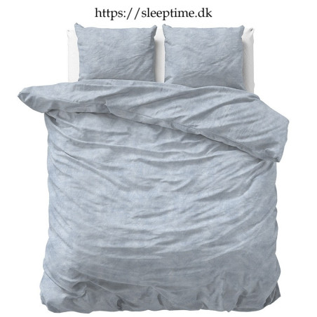 Flonel sengesæt Washed Cotton Blå fra Sleeptime.dk