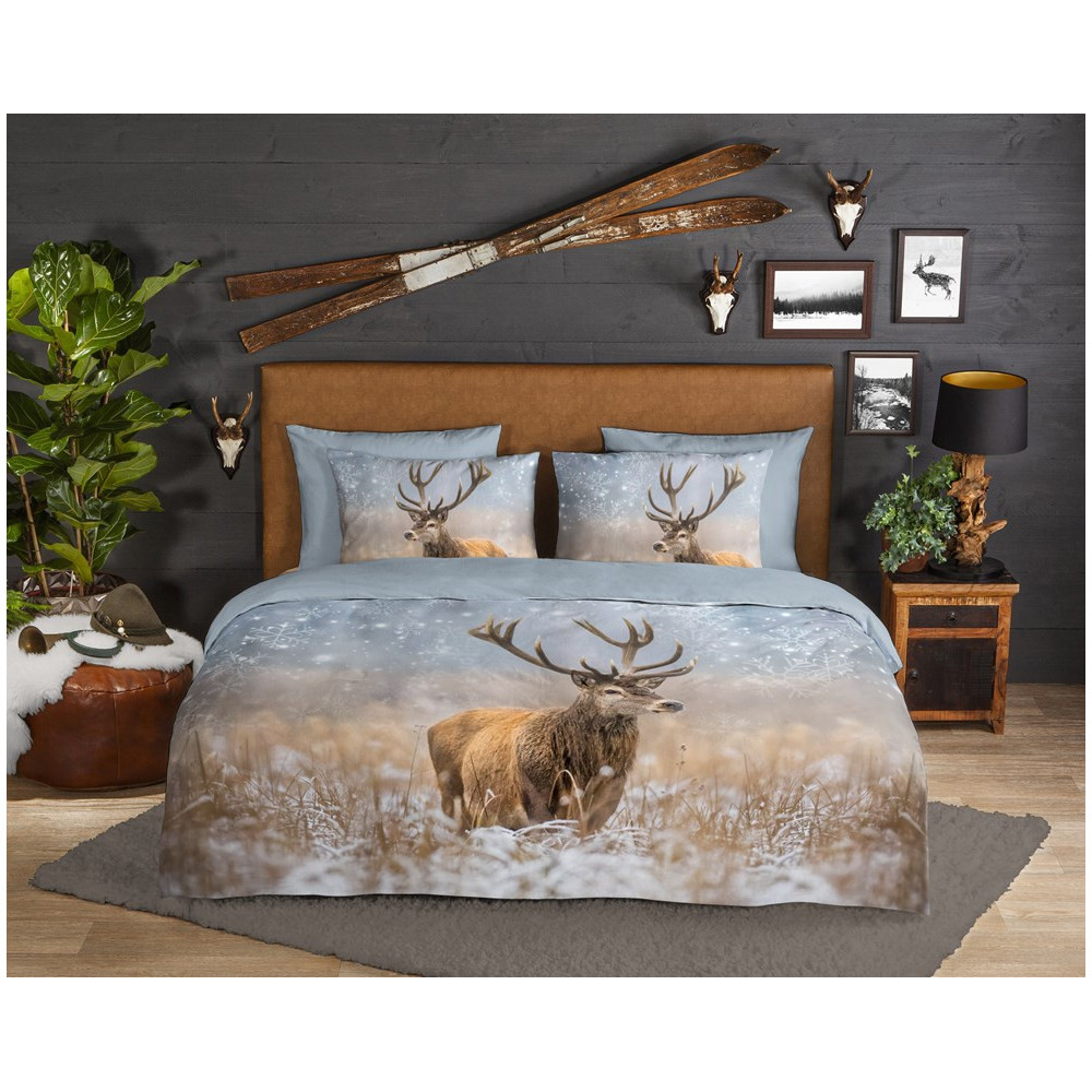 Flonel sengesæt Deer Jolly – 100% bomuld fra Sleeptime.dk