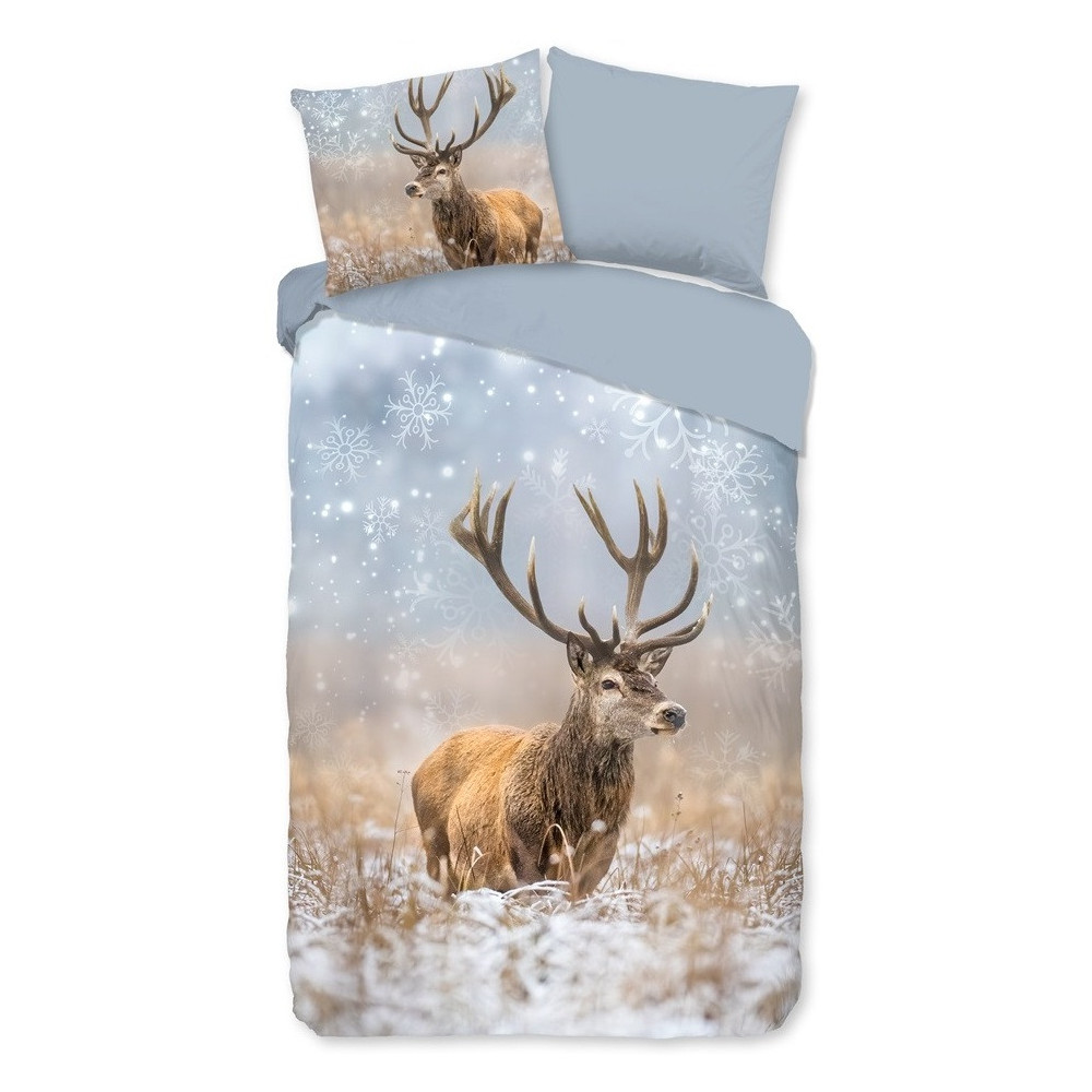 Flonel sengesæt Deer Jolly – 100% bomuld fra Sleeptime.dk