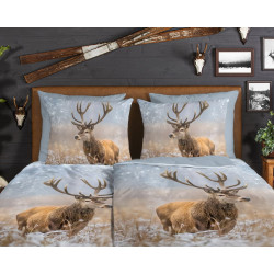 Flonel sengesæt Deer Jolly – 100% bomuld fra Sleeptime.dk