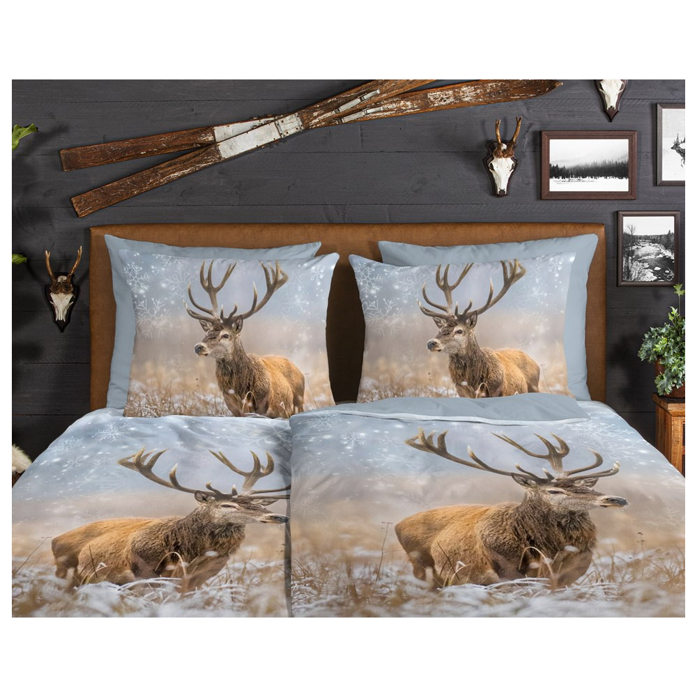 Flonel sengesæt Deer Jolly – 100% bomuld fra Sleeptime.dk