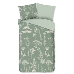 Flonel Sengesæt Herbs, Grøn, Grøn fra Sleeptime.dk