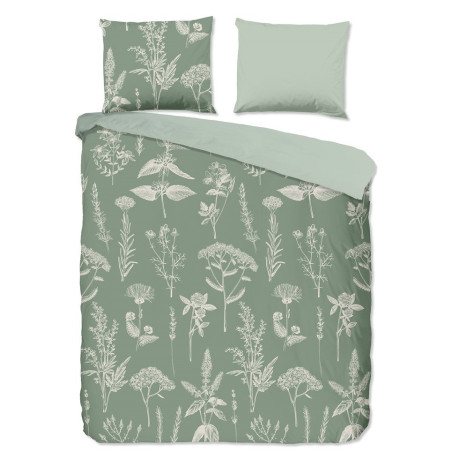 Flonel Sengesæt Herbs, Grøn, Grøn fra Sleeptime.dk
