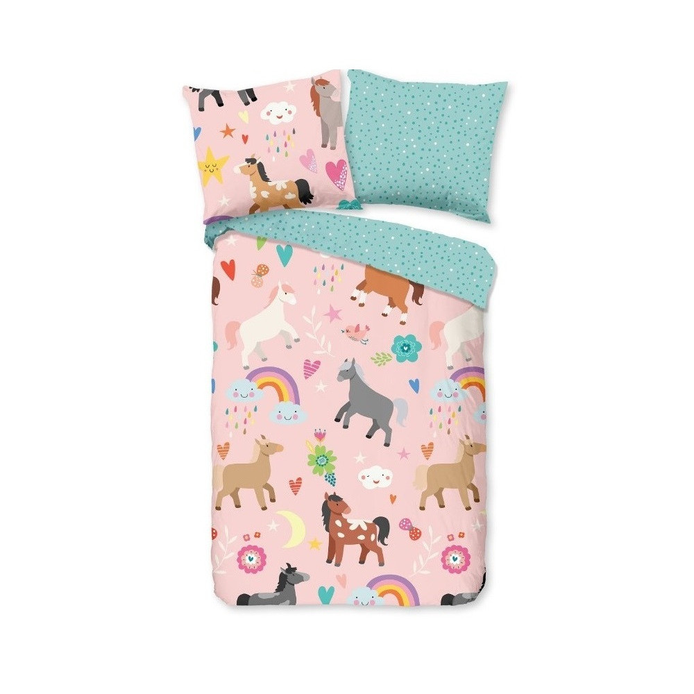 Sengetøj Heste med flerfarvede heste fra Sleeptime.dk