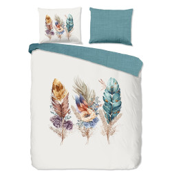 Bomuld Sengesæt Feather Multi med multifarver fje fra Sleeptime.dk