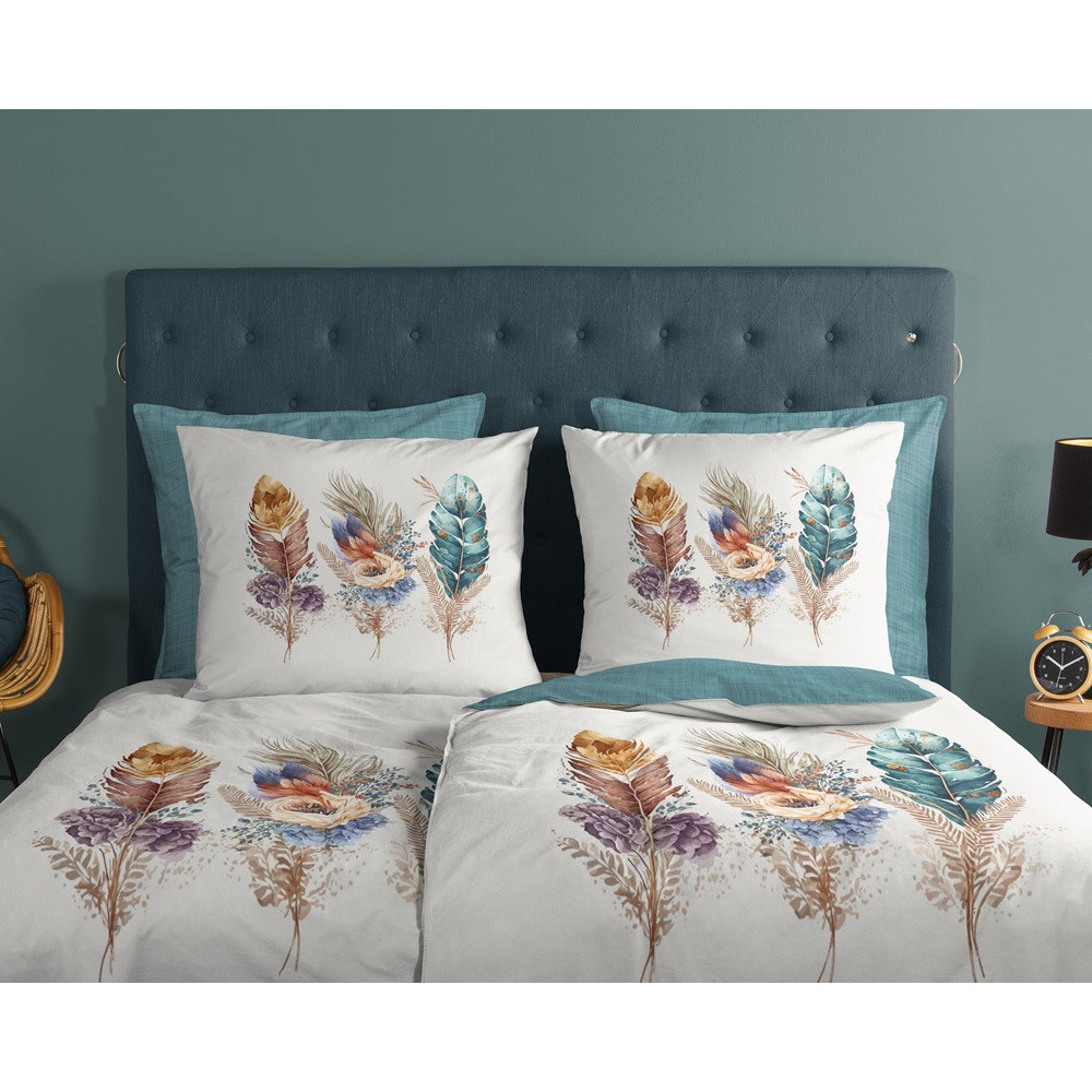Sengesæt Feather Multi med multifaver fjer, bomuld fra Sleeptime.dk