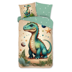 Børnesengetøj i flonel Dinosaur – 100 % bomuld med dinosaurmotiv fra Sleeptime.dk