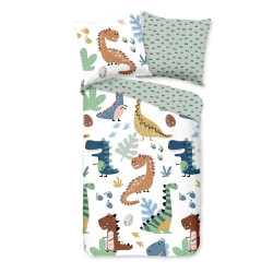 Børnesengetøj Dinopark – 100 % bomuld med dinosaurmotiv fra Sleeptime.dk