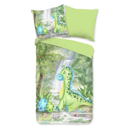 Børnesengetøj Dani – 100 % bomuld med dinosaurmotiv fra Sleeptime.dk