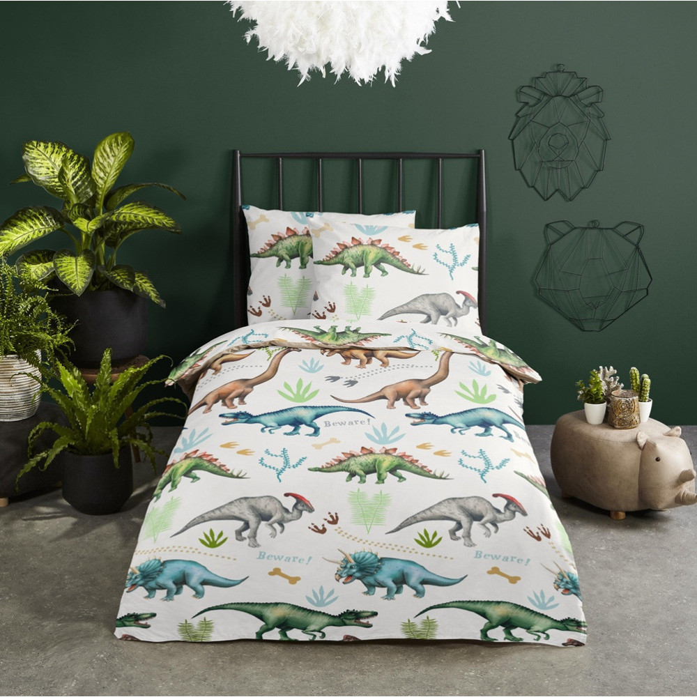 Børnesengetøj Dino med realistiske dinosaurer fra Sleeptime.dk