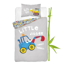 Bambus Junior Sengesæt Little Digger, Blå  fra Sleeptime.dk