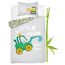 Bambus Junior Sengesæt Little Digger, Grøn  fra Sleeptime.dk