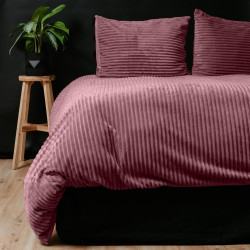 Sengetøj Rib Teddy, Støvet Rosa med fløjs struktur af imiteret pels