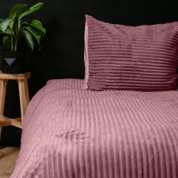 Sengetøj Rib Teddy, Støvet Rosa med fløjs struktur af imiteret pels