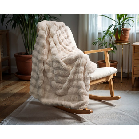 Pom kaninpels plaid Taupe/Rose 150 x 200 cm
